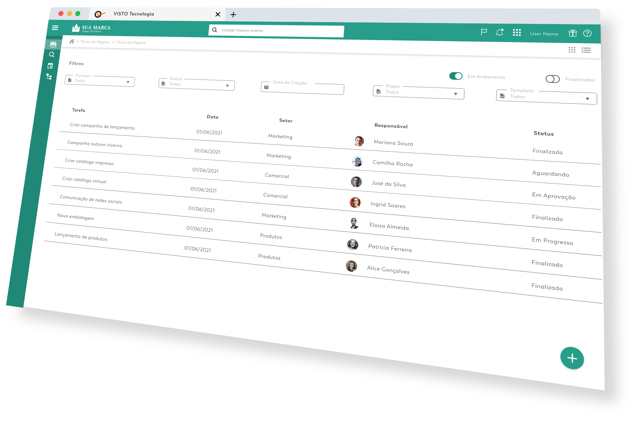 Lista de tarefas workflow de processos de marketing e embalagem
